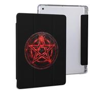 Red Pentagram Symbol Tablet Case with Pencil Holder Protective Cover Design Compatible for IPAD 2020 （10.2in）