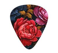 Red Peonies Printed pick set - 12 pieces, thin, medium and thick guitar picks, suitable for guitar, bass, electric guitar and ukulele