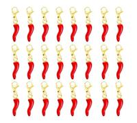 Red Pepper Charms, AOOTUERL 30 pcs Charms Pendants for Jewellery Making, Cute Red Fruit Pendants, 3D Italian Horn Chilis, Miniature/with Loop DIY, Making Charms Supplies DIY Necklace