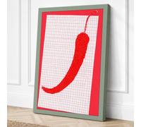 Red Pepper Grid Modern Canvas Wall Art Print 18x12 Inch (46 x 30 cm)