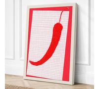 Red Pepper Grid Modern Canvas Wall Art Print 18x12 Inch (46 x 30 cm)