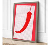 Red Pepper Grid Modern Canvas Wall Art Print 24x16 Inch (61 x 41 cm)