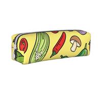 Red Pepper Tomato Pencil Case Portable Cylindrical Pencil Pouch with Zipper Leather Cosmetic Pouch Bag