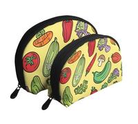 Red Pepper Tomato Printed Makeup Bags 2-Piece Portable Shell Travel Toiletry Bag