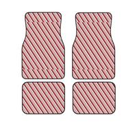 Red Peppermint Stripe 4 Pieces Car Floor Mats Car Carpets Full Sets Universal Fit for SUV, Vans, Sedans, Trucks All Weather Protection Auto Foot Carpet