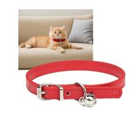 Red Pet Bell Collar, Soft Pu Leather Cat Collar,With a Removable Bell, Adjustable, Suitable For Small Cats And Dogs, Lightweight And Safe For Everyday Use
