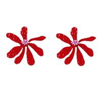 Red Petal Earrings Textured Flower Stud Earrings For Women Retro Drip Glazed Earring Statement Jewelry, Bold Flower Earrings For Daily Wear Date Night, Summer Parties Casual Outings