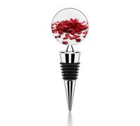 Red Petals Scattered Wine Stopper Zinc Alloy Beverage Bottle Stopper Reusable Leak Proof Wine Cork Cute Champagne Saver Decorative Bottle Sealer Plug Gift for Men Women