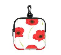 Red Petals, Square Zipper Storage Bag, Neoprene Coin Purse, Small Wallets, Change Pouch, Change Purse