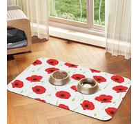 Red Petals,Waterproof Pet Feeding Mat,Cat Dog Placemats for Food and Water, PU Leather Food Mats,40x60cm