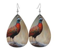 Red Pheasant Leather Earrings Dangle Drop Earring Lightweight Teardrop Earrings Vintage Bohemian Earring for Women Christmas Birthday Gift Fashion Jewelry