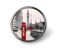 Red Phone Booth London Street Button Pin Personalized Metal Lapel Pins Badges Classic Round Brooch Pin Novelty Unique Enamel Pins Cute Funny Pinback Button Badge for Jackets Backpacks Bags Coat