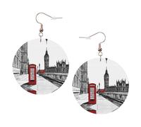 Red Phone Booth London Street Elegant Leather Round Earrings-Fashionable And Unique Accessories For Everyday Wear