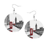 Red Phone Booth London Street Elegant Leather Round Earrings-Fashionable And Unique Accessories For Everyday Wear