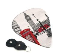 Red Phone Booth London Street Guitar Picks, 6 Pcs Guitar Plectrums double-sided printing, suitable for acoustic, electric and bass guitars, including 0.46 mm 0.71 mm 0.96 mm