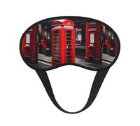Red Phone Booth London Street Print Blackout Sleep Mask, with Adjustable Strap for Travel, Night Work, Nap, Office