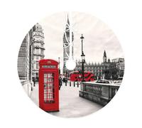 Red Phone Booth London Street Print Christmas Tree Skirt,Holiday Decoration,Suitable For Traditional Farmhouse Christmas Tree Mat
