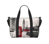 Red Phone Booth London Street Print Travel Duffel Bags Weekender for Women,Lightweight Carry On Bag,Personal Item Bag