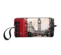 Red Phone Booth London Street Printed Makeup Bag with Handle, Lightweight Portable Cosmetic Organiser for Travel, Gym & Daily Use â€“ Gift for Women Girls