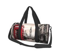 Red Phone Booth London Street Printed Sports Gym Bag with Wet Pocket & Shoes Compartment, Travel Duffel Bag for Men Women