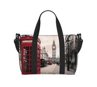 Red Phone Booth London Street Printed Travel Bag Duffle Bag for Men Women, Large Water Resistant Gym Bag Weekend Holdall Bag with Shoulder Strap