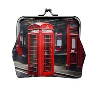 Red Phone Booth London Street small wallets woman,wallets for women,coin purse for women,small womens wallet,with zipper and kiss lock, Black, One Size, Art Deco