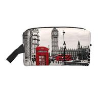Red Phone Booth London Street Travel Makeup Bag Handbag - Large Capacity Portable Portable Cosmetic Organizer Bag