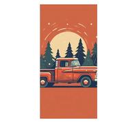 Red Pickup Truck Carrying Printed Beach Towel Microfiber Light Beach Towel Super Absorbent Extra Large Quick Dry Towel for Pool Yoga Gym Travel Holiday Accessories Essential (63 * 31.5in)