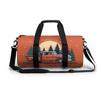 Red Pickup Truck Carrying Sport Gym Duffle Travel Bag for Women Men Overnight Weekender Bag with Shoe Compartment,Wet Pocket, style-16, 17.7in/9in/9in