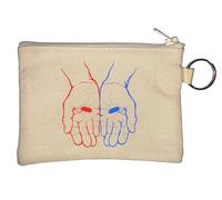 Red Pill Or Blue Pill Choose Key Chain Coin Purse Beige