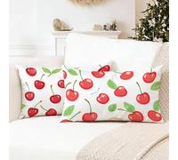 Red Pillow Cases 2 Pack 70 x 90 cm Cherry Home ation Design Cushion Covers,for Study Room,Living Room,Farmhouse,Bedroom ,Machine Washable,Breathable Soft and Quality Fabric Home Textiles 0R-918