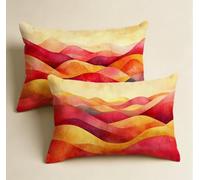 Red Pillow Cases 2 Pack,Mountain Cushion Covers 70cmx90cm, Velvet Fabric long Pillow Case-Soft & Breathable with Invisible Zipper for Living Room Sofa Bed Bench Bedroom Home Decor-85564