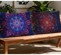 Red Pillowcase Mandala Cushion Covers set of 2 Large Pillow Cases 28x36in Rectangle Cushion Covers,2026 New Velvet Duplex Print Sofa Pillows for Winter Autumn Bed Living Room Home Decor Gifts O-442O