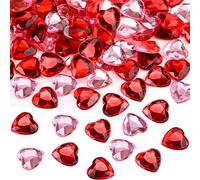 Red/Pink Acrylic Heart for Valentines Day, Wedding Heart Table Scatter Decoration, Flat Back Heart Rhinestones, 0.5 Inch (200 Pieces)