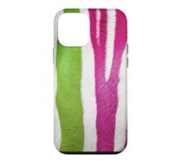 Red Pink and Lime Green Zebra Skin Stripe Pattern, Retro Case for iPhone 12 mini