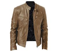 Red Pink Black Brown Leather Jacket Mens UK Biker Motorcycle Flight Leather Jacket Outdoor Waterproof Winter Warm Coat Retro Jackets Faux Leather Full Zip Lapel Collar Fall Coat Outerwear with Pockets