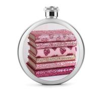 Red Pink Coquette Sequins Book Stack Stainless Steel Hip Flask for Liquor, Round Pocket Portable Wine Flask for Drink 5 Oz
