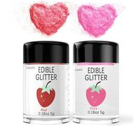 Red Pink Edible Glitter Glimmer Powder for Cakes Drinks - Valentine's Day Colaele 5g Food Grade Luster Fabric Metallic Food Decorating Sprinkle Disco Brew Fabric for Cake Chocolate Decorations