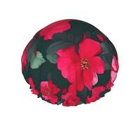 Red Pink Flower shower caps with a double layer of, hold your hair well whether using them while showering or taking bath.