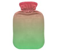 Red Pink Green Gradient Hot Water Bottle with Cover for Pain Relief Feet and Bed Warmer for Headaches, 1L