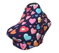 Red Pink Heart Nursing Cover 360° Full Coverage Romantic Stretch Scarf for Breastfeeding and Car Seat Cover Fit for Most Pushchairs and Prams