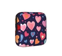 Red Pink Heart Sanitary Napkin Storage Bag Period Pouch, Discreet Sanitary Towel Holder Romantic Portable Feminine Pad Organiser for Women, Teen Girls, Travel & School
