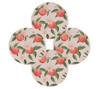 Red Pink Peach Flower Round Placemats Set of 4 Place Mats Washbale Table Placemat Round Heat Resistant Table Mats for Kitchen Home Restaurant