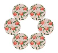 Red Pink Peach Flower Round Placemats Set of 6 Place Mats Washbale Table Placemat Round Heat Resistant Table Mats for Kitchen Home Restaurant