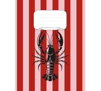 Red & Pink Stripe Lobster Notebook: Stylish Coastal College Ruled Journal (8.5 x 11, 120 Pages)