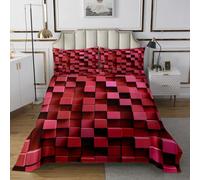 Red Pixelated Games Quilt Sets King Size,3D Geometric Block Bedspread Coverlet 3Pcs for Teens Women Adults Room Decor,Miners Video Games Bedding QuiltsModern Gamepad Coverlet Sets,2 Pillowcases