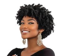 RED PIXIE Loc Wigs for Black Women Dreadlock Fake Dreads Faux Locs Wig Dreadlocks Afro Headband Short Braided Wig Short Curly Braided Afro Twist Wigs for Black Women Braided Bob (Natural Black)