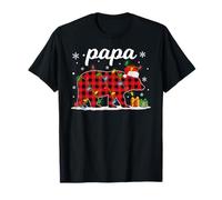 Red Plaid Bear Christmas Pajama Papa Matching Family Dad T-Shirt