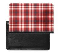 Red Plaid Passport Holder Passport Cover Protector Essentials with Credit Card Slots for Women Men