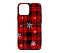 Red Plaid Tartan Christmas Holiday Snowflakes Pattern Case for iPhone 12 mini